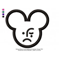 Mickey Mouse Crying Applique Embroidery Design